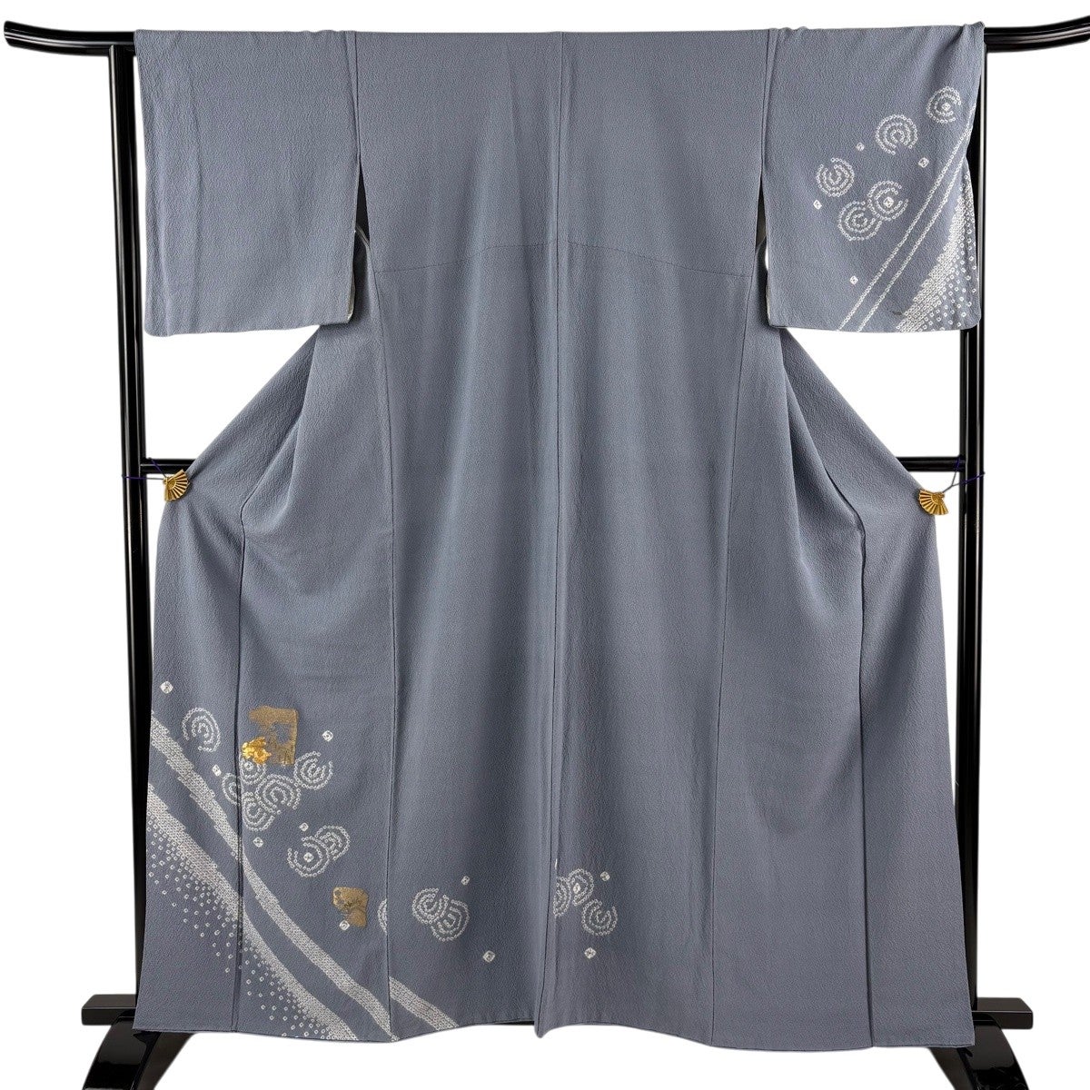 美品】 付下げ 身丈160.5cm 裄丈64cm M 袷 草花 金彩 染め分け 緑