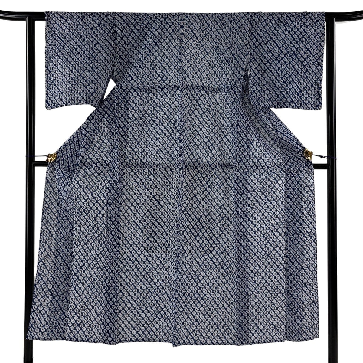 美品】 浴衣 身丈156cm 裄丈62cm S 絞り浴衣 七宝 紺色 綿 名品｜中古