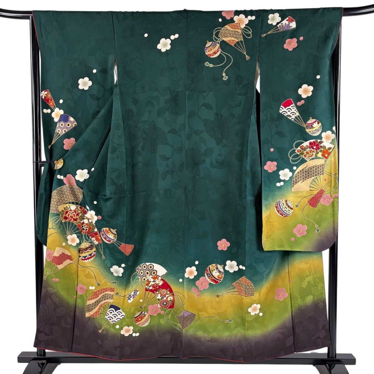 カーキ振袖 （156センチ〜166センチの方向け）着物7点フルセット+草履 r755-f-3.jpg