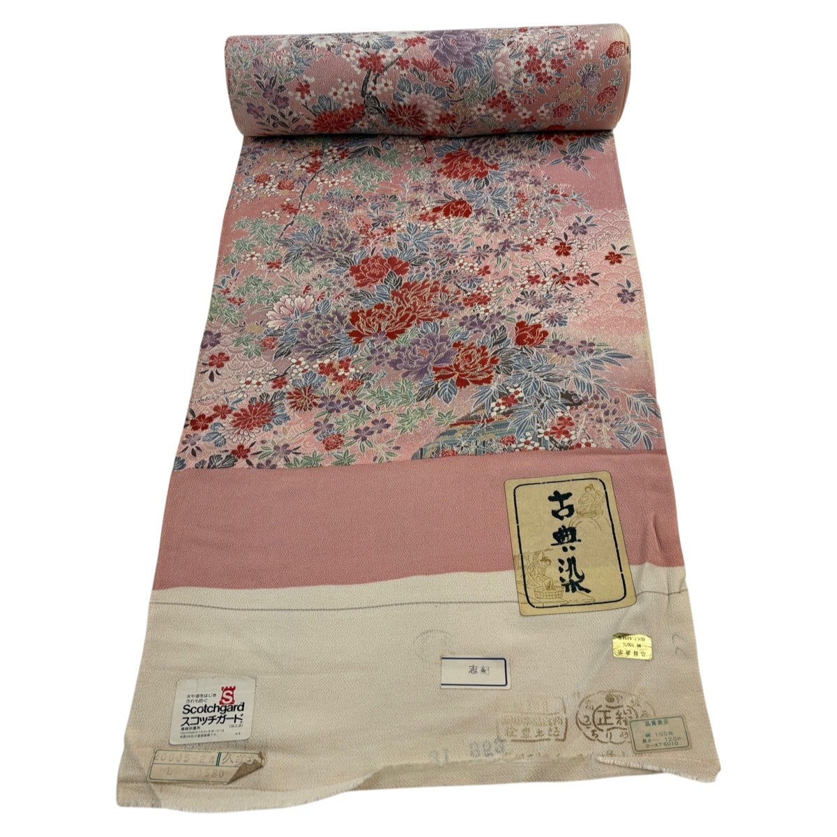 反物 秀品 小紋 枝花 疋田 金彩 薄小豆 正絹|中古・古着・リサイクル