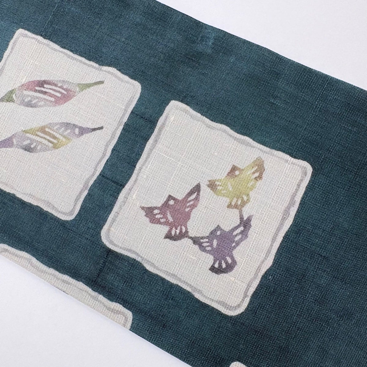 名古屋帯 名品 夏帯 紬地 鳥 四角 深緑 正絹｜中古・古着・リサイクル