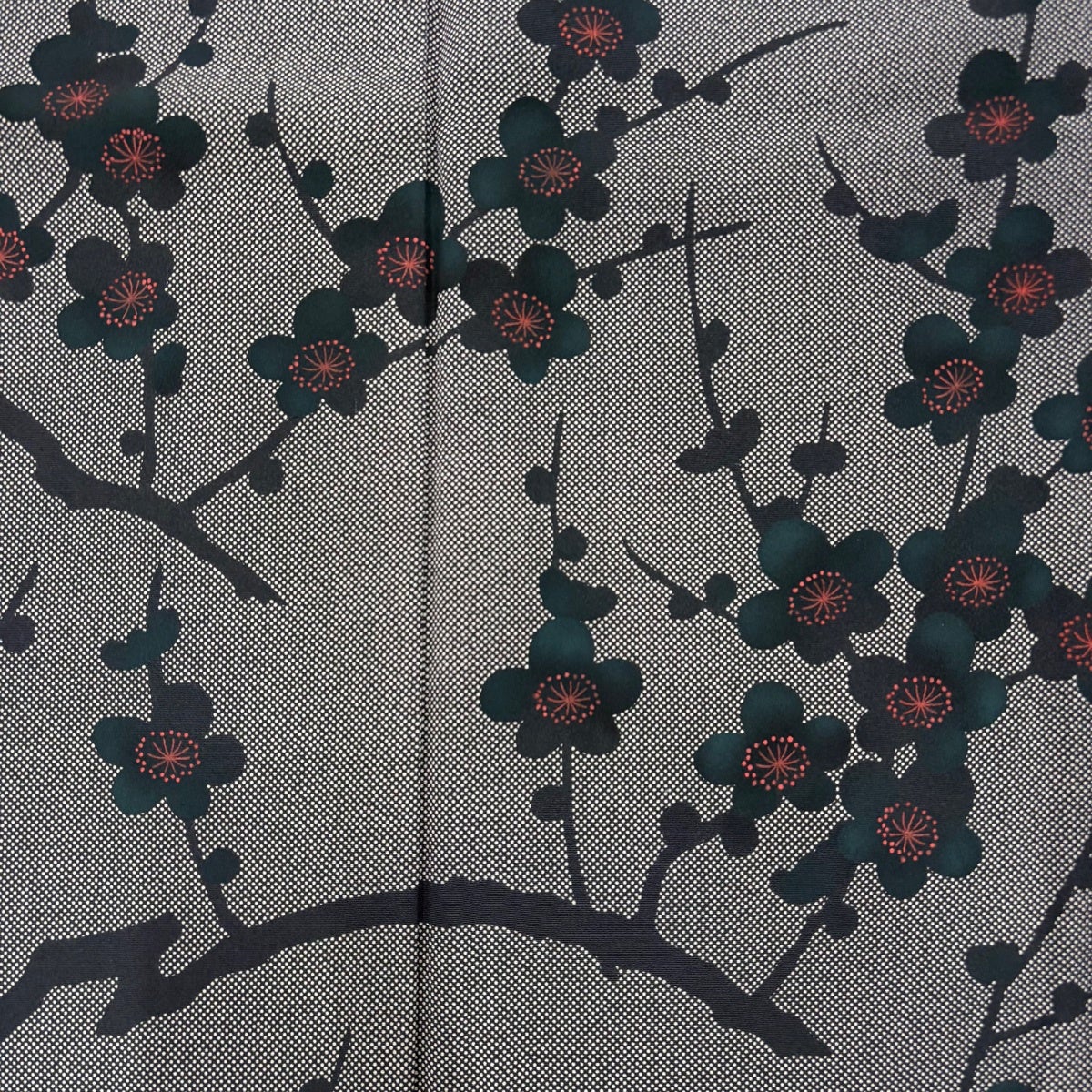 美品】 訪問着 身丈163.5cm 裄丈63cm S 袷 落款あり 枝梅 黒灰 正絹