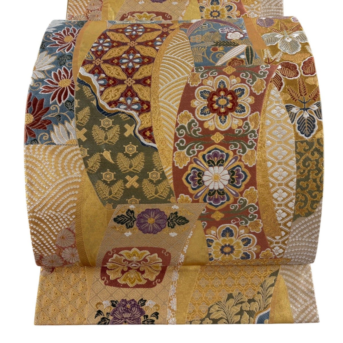 美品】 袋帯 秀品 華文 七宝 箔 金糸 金色 六通 正絹｜中古・古着
