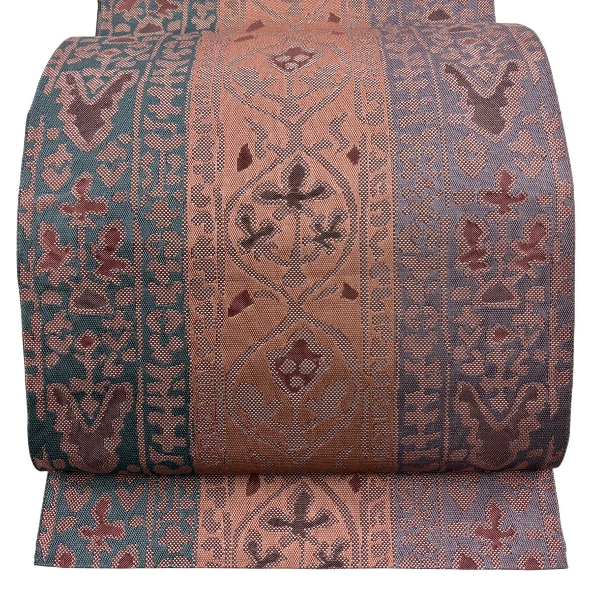 美品】 名古屋帯 秀品 落款あり 夏帯 絽 楓 ピンクベージュ 正絹｜中古