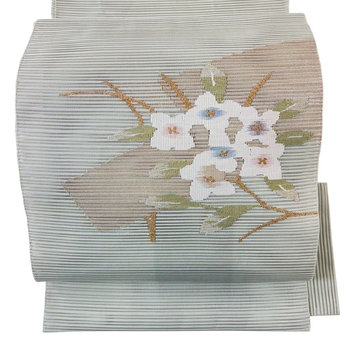 美品】 名古屋帯 優品 夏帯 絽 八寸名古屋帯 松葉仕立て 紅葉 金糸