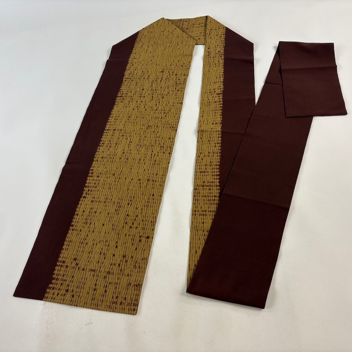 50%OFF 【美品】 名古屋帯 秀品 幾何学 絞り 山吹茶色 正絹 K50｜中古