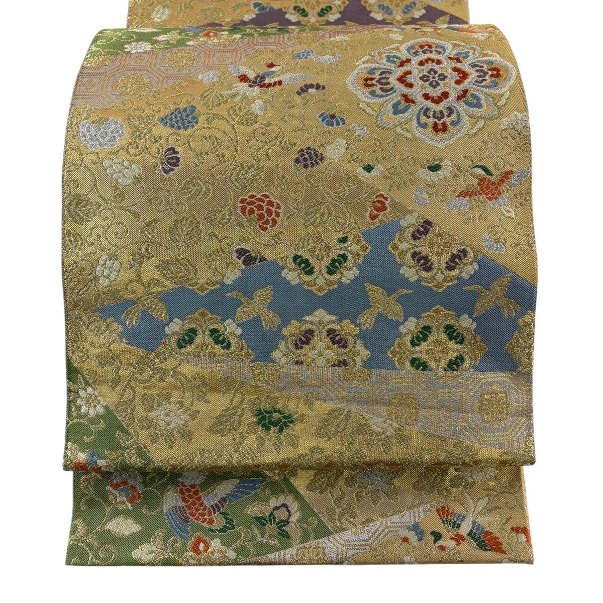 袋帯 秀品 華文 花鳥 箔 金糸 金色 六通 正絹｜中古・古着・リサイクル