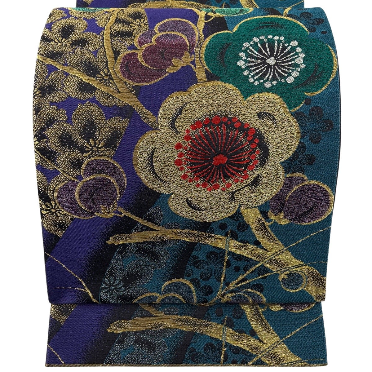 袋帯 秀品 枝梅 花 金銀糸 刺繍 紫 六通 正絹｜中古・古着・リサイクル