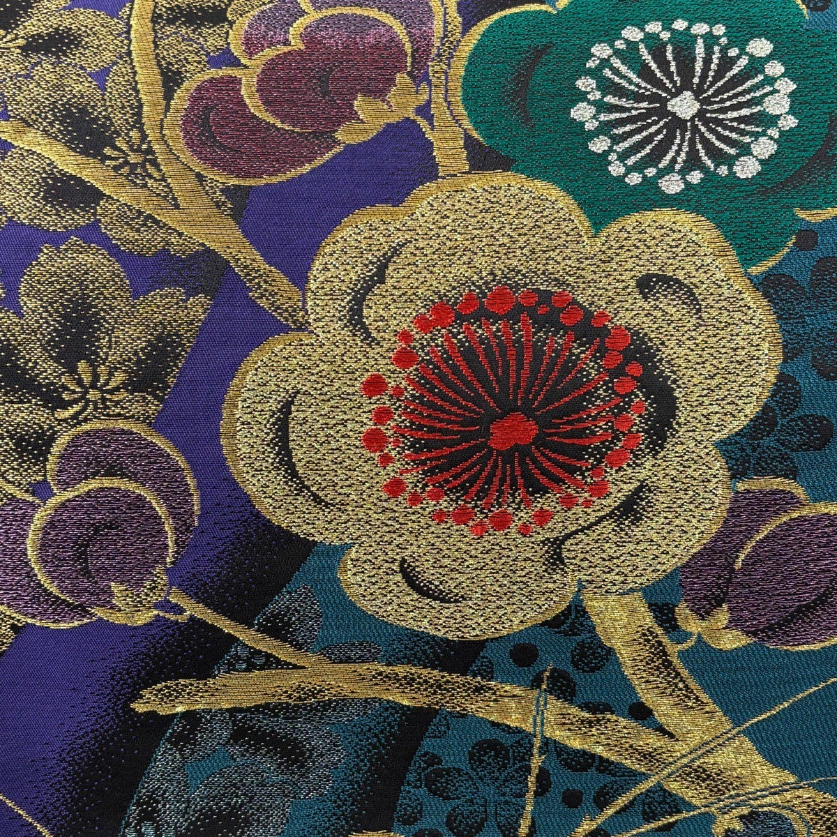 30%OFF 袋帯 秀品 枝梅 花 金銀糸 刺繍 紫 六通 正絹 K30｜中古・古着