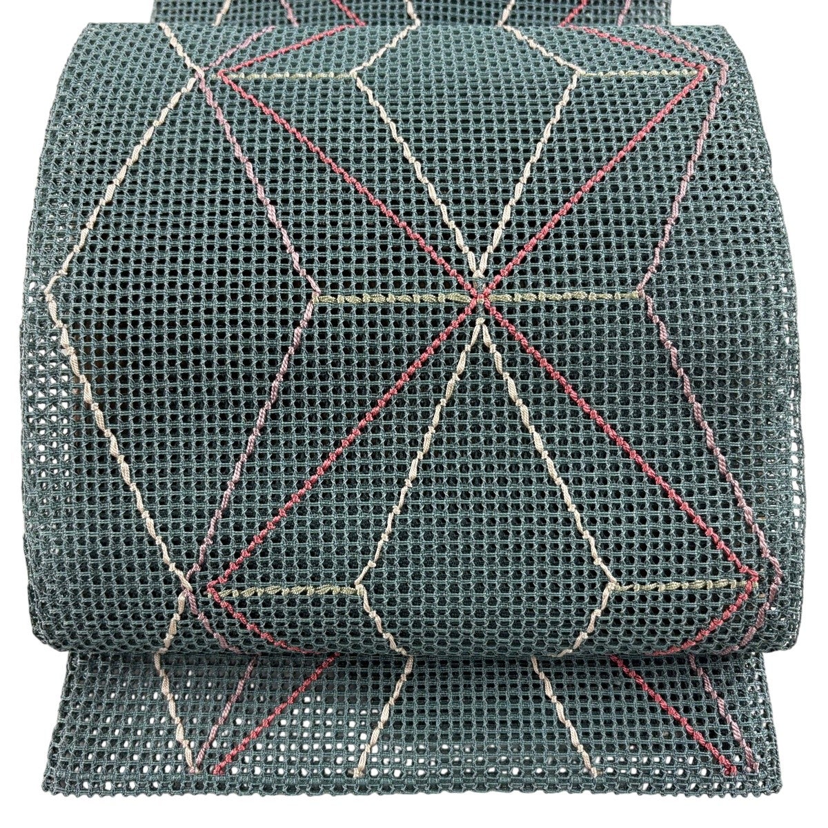 名古屋帯 逸品 夏帯 八寸名古屋帯 松葉仕立て 縞 茶色 正絹｜中古