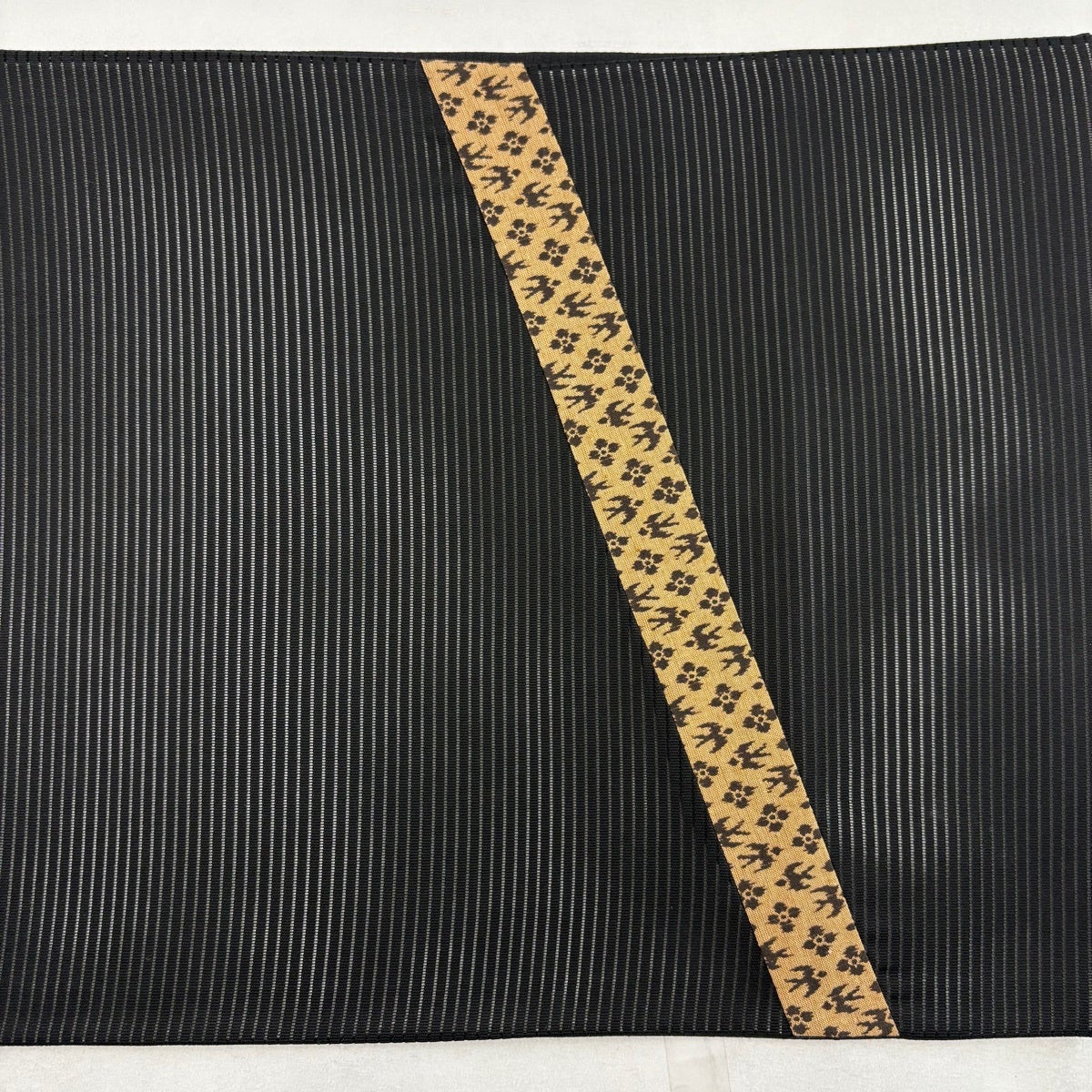袋帯 秀品 夏帯 絽 鳥 花 切嵌 黒 お太鼓柄 正絹｜中古・古着