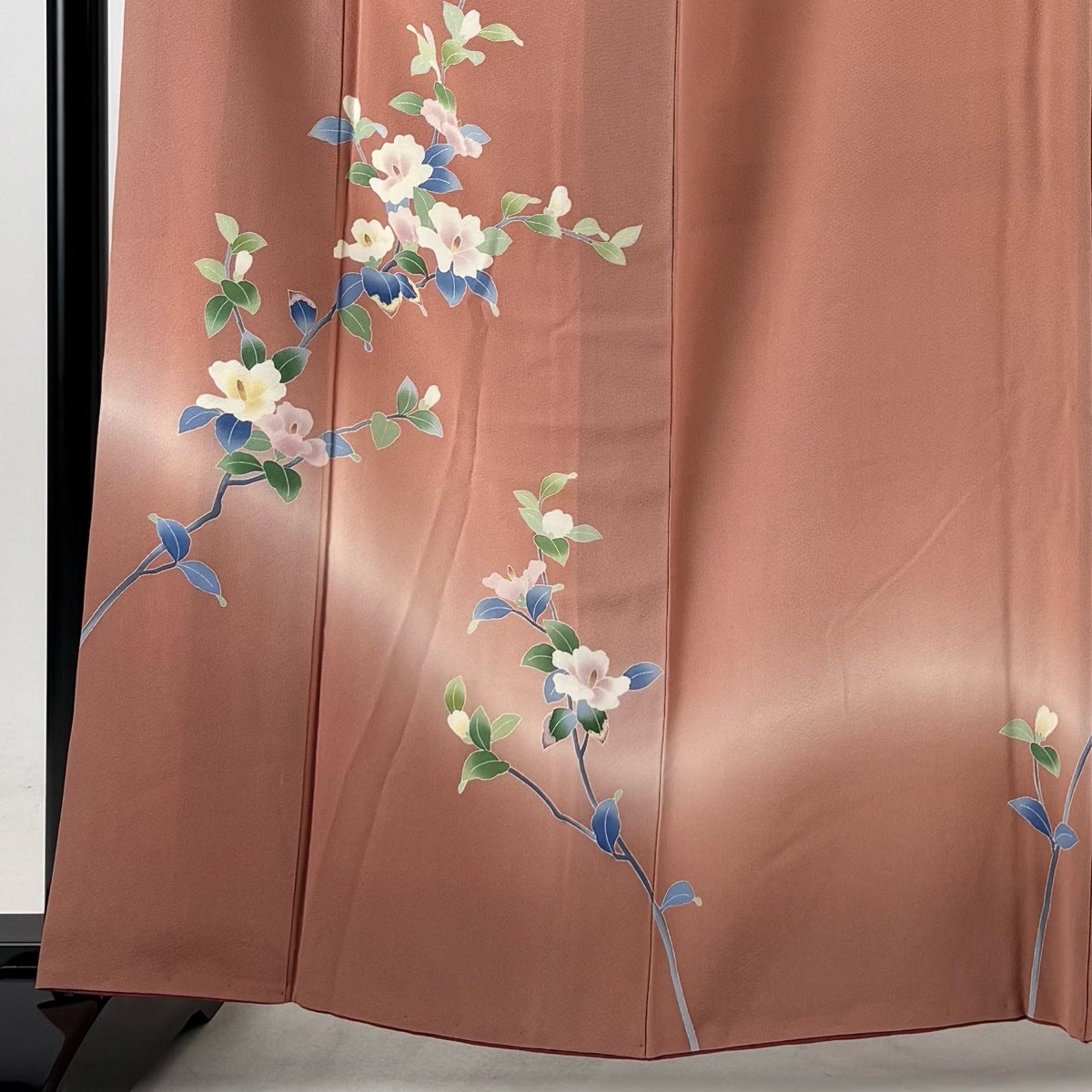 付下げ 身丈160cm 裄丈67.5cm L 袷 南克治 落款あり 枝花 ぼかし