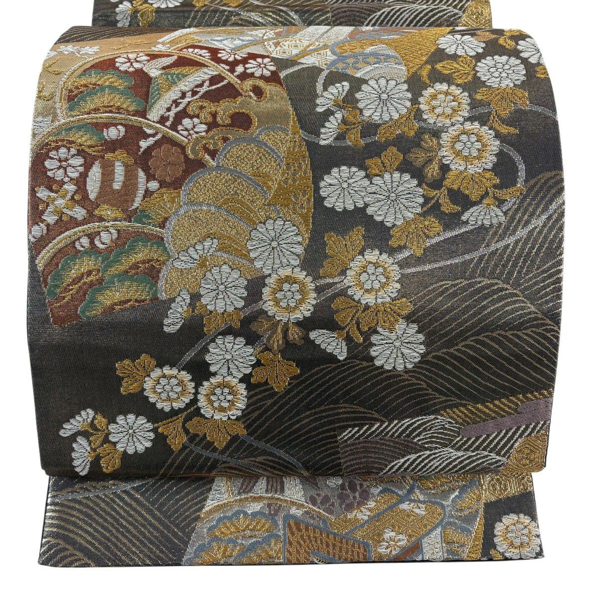 袋帯 秀品 桜 金銀糸 箔 銀色 六通 正絹｜中古・古着・リサイクル着物