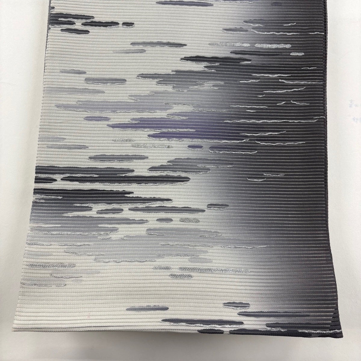 袋帯 名品 夏帯 絽 鈴乃屋 霞 銀彩 灰白 全通 正絹｜中古・古着