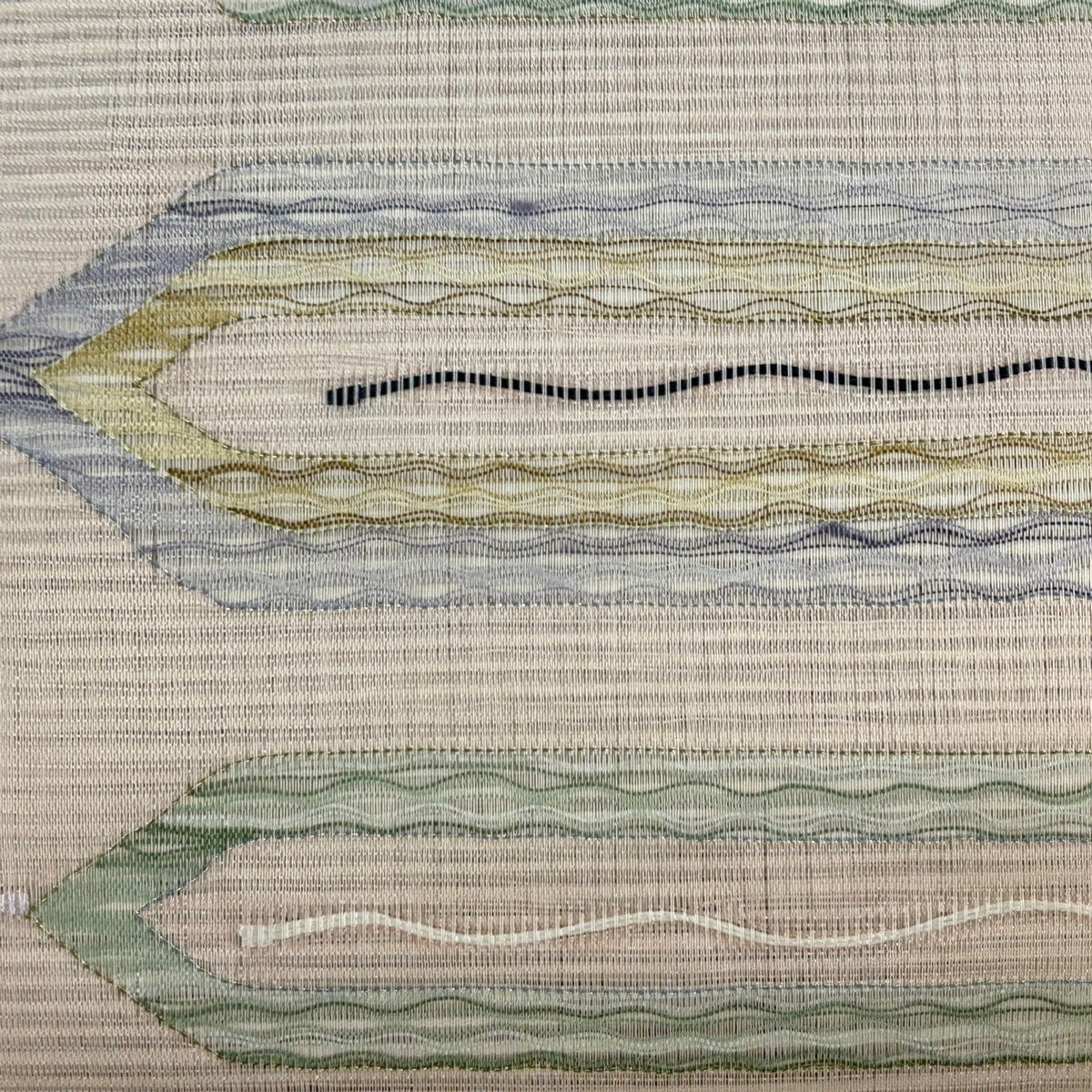 美品】 名古屋帯 秀品 夏帯 絽 幾何学模様 金銀糸 薄ピンク 正絹｜中古