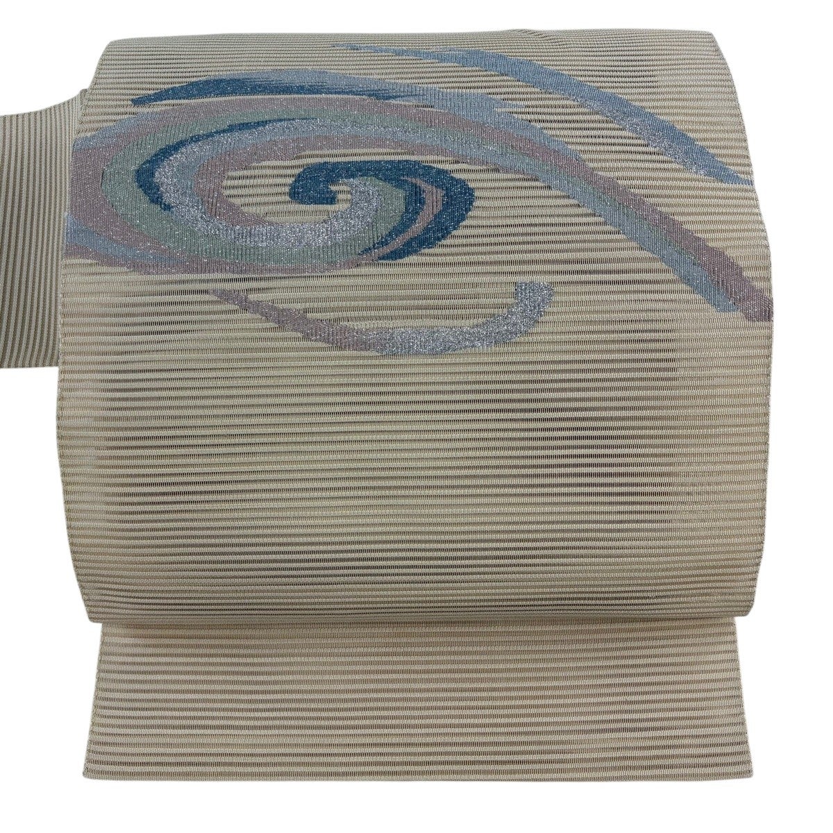 美品】 名古屋帯 秀品 夏帯 絽 八寸名古屋帯 松葉仕立て 草花 流水 金