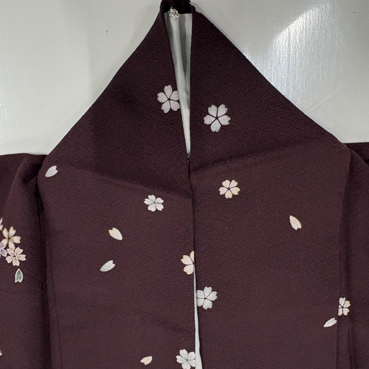 70%OFF 小紋 身丈163.5cm 裄丈67cm M 袷 桜 亀甲 金彩 紫 正絹 名品