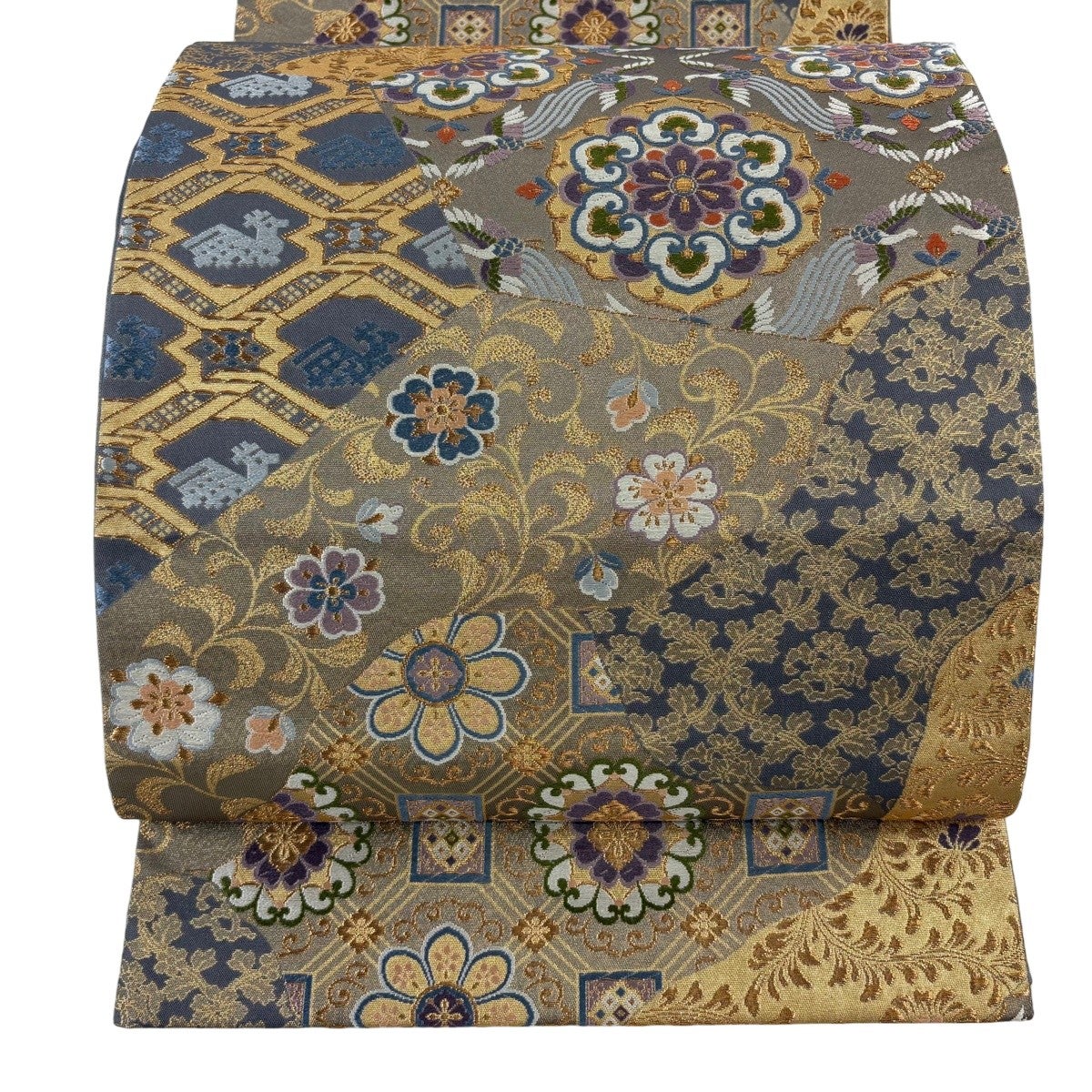 袋帯 秀品 鈴乃屋 華文 花鳥 箔 金糸 黒 六通 正絹｜中古・古着