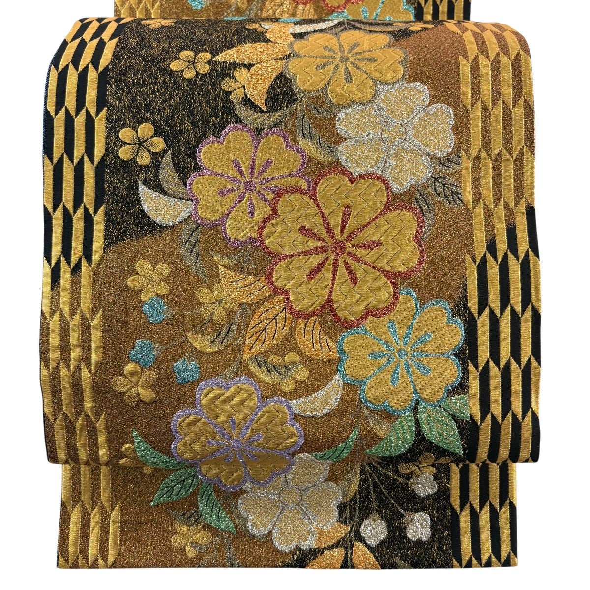 袋帯 秀品 桜 箔 金色 六通 正絹｜中古・古着・リサイクル着物通販