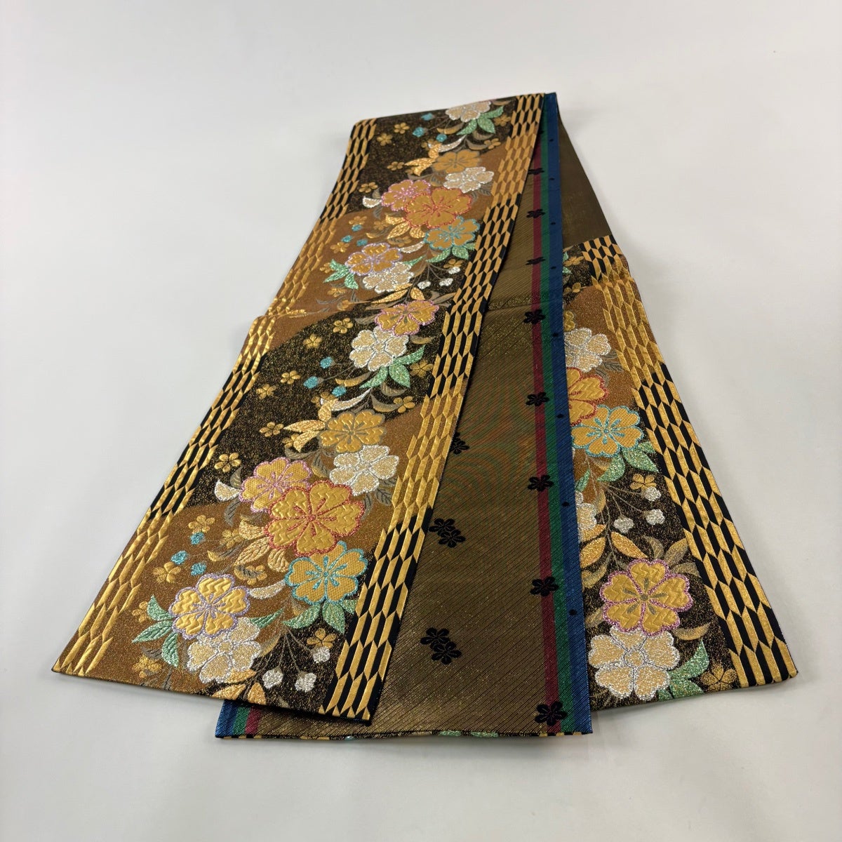 袋帯 秀品 桜 箔 金色 六通 正絹｜中古・古着・リサイクル着物通販