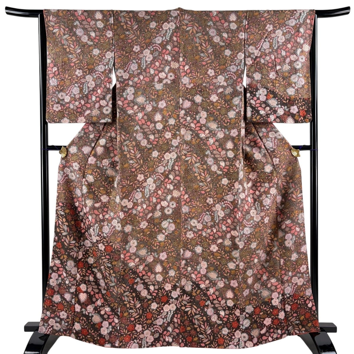美品】 袋帯 名品 辻が花柄 箔 金色 六通 正絹｜中古・古着
