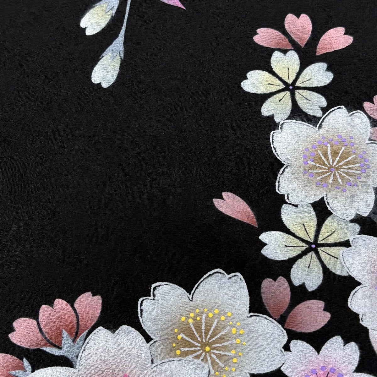 美品】 振袖 身丈159cm 裄丈66.5cm M 袷 袋帯フルセット 桜 花びら