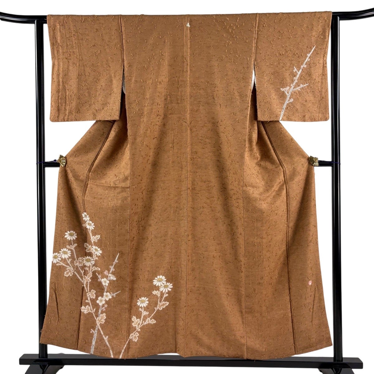 美品】 付下げ 身丈155cm 裄丈62.5cm S 袷 ひげ紬地 落款あり 菊 梅