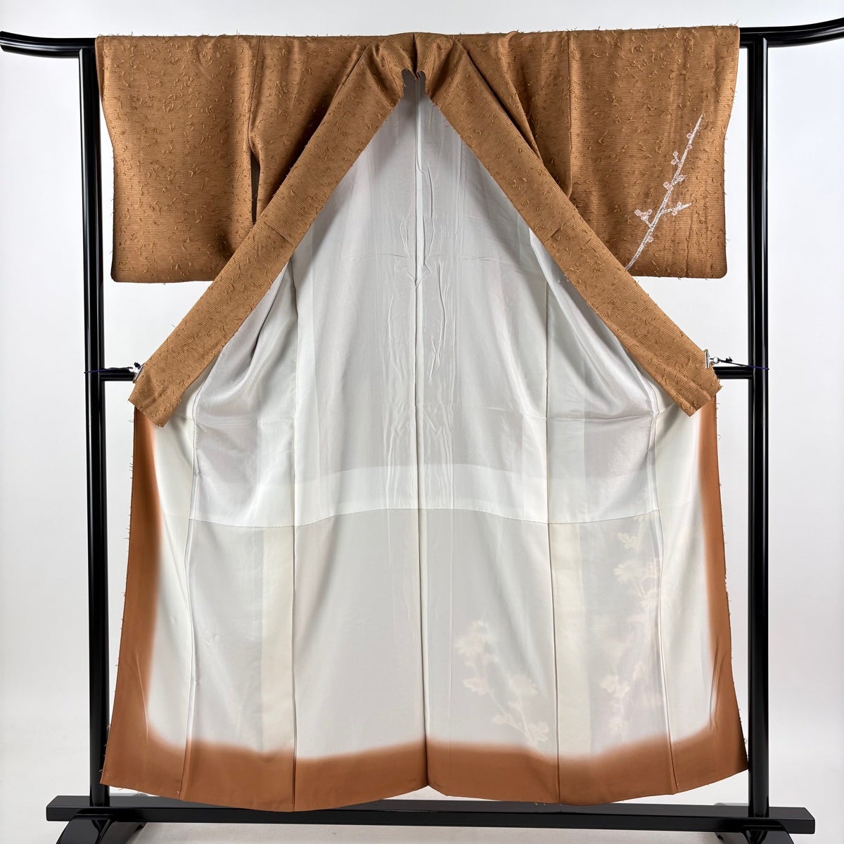 小紋 絞り ぼかし ブラウン モダン 美品 裄64.5 Ｍ 新古品 sn1002 小紋 絞り ぼかし ブラウン モダン 美品 裄64.5 M 新古品 sn1002