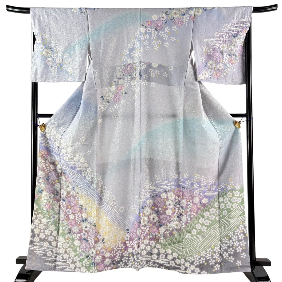 美品】 訪問着 身丈163cm 裄丈67.5cm L 袷 桂由美 落款あり 辻が花 波
