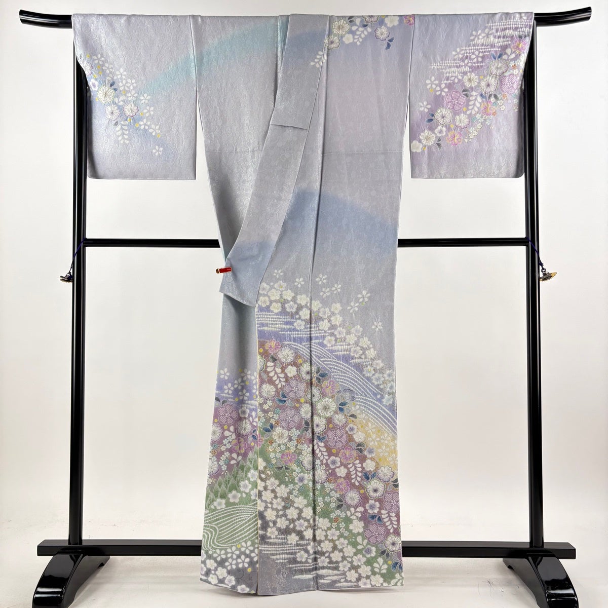美品】 訪問着 身丈163cm 裄丈67.5cm L 袷 桂由美 落款あり 辻が花 波