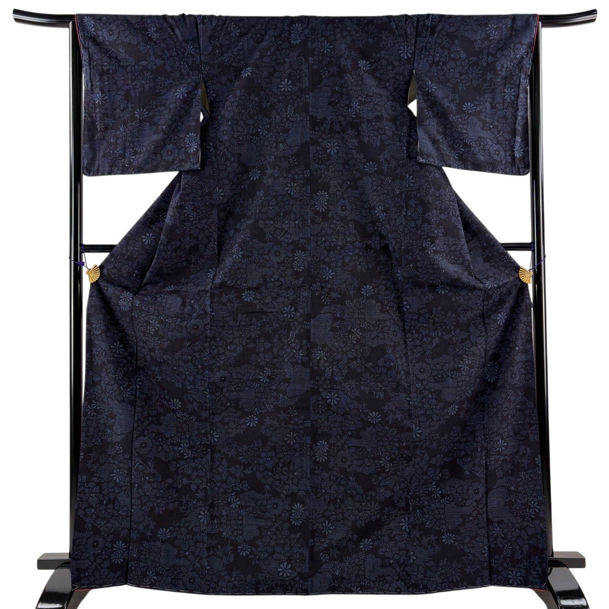 美品】 結城紬 身丈152cm 裄丈64cm M 袷 本場結城紬 宮崎株式会社 証紙