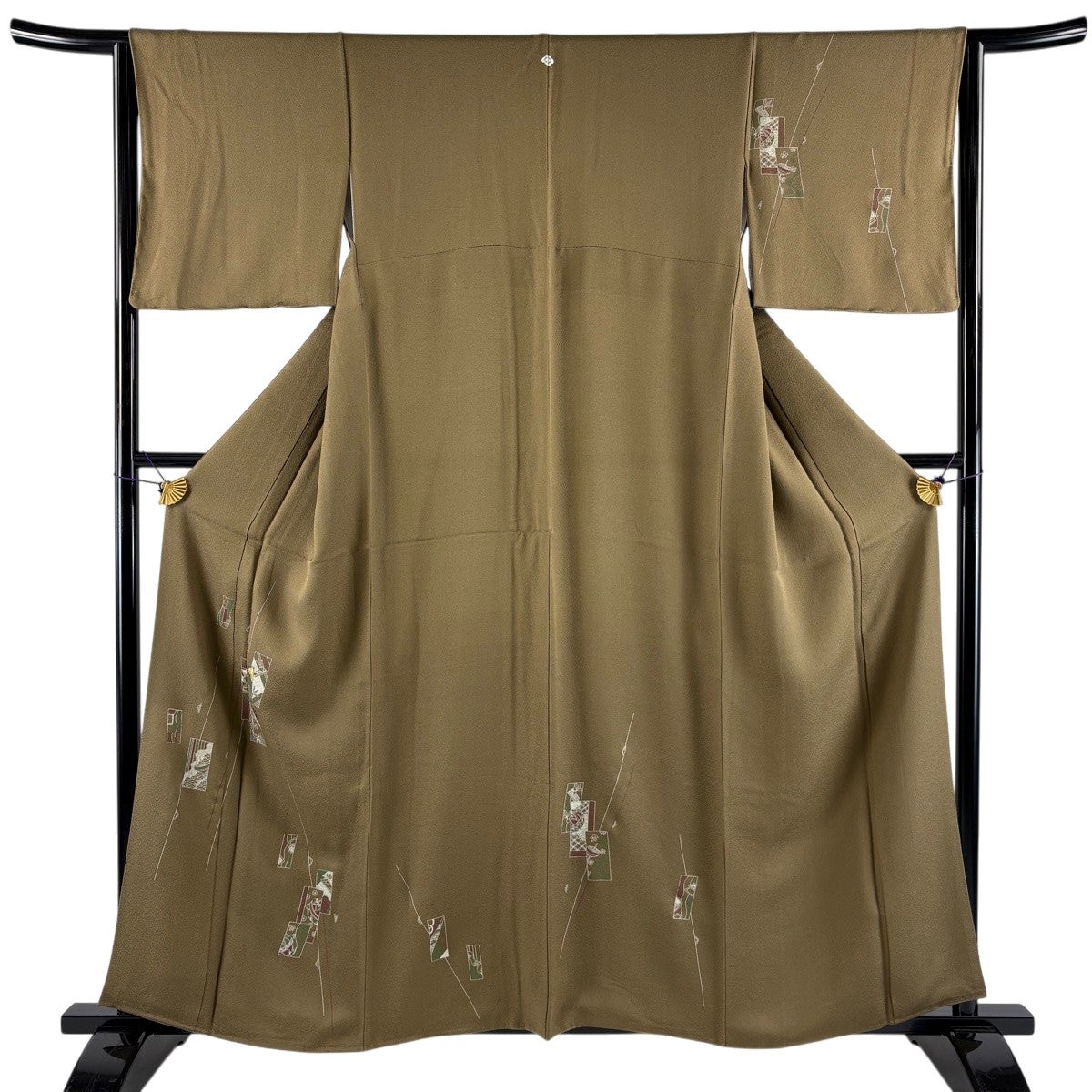 訪問着 身丈160cm 裄丈64.5cm M 袷 松竹梅 金糸 金彩 薄茶色 正絹 秀品