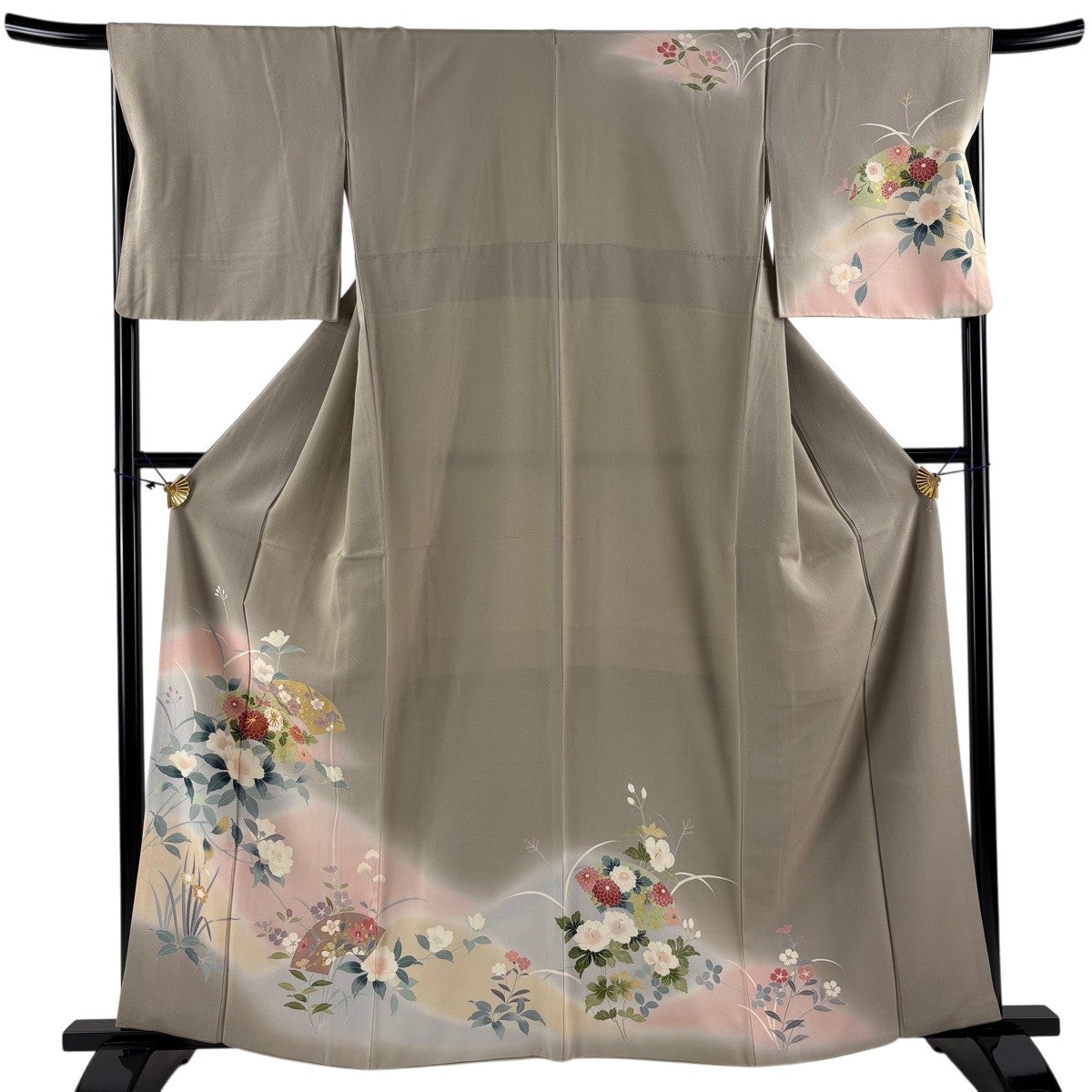 「縁」154ｃｍ～160ｃｍ 作家物 極上ちりめん地 訪問着 正絹 Ｃ３６８ 縁」154cm～160cm 極上ちりめん地 本加工染 訪問着 正絹 F183