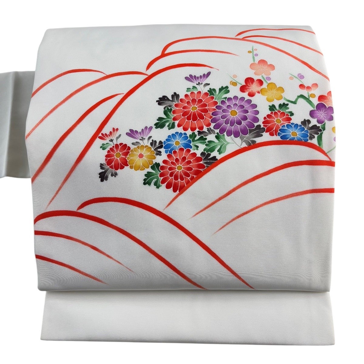名古屋帯 絽 (正絹) オンラインカタログ]夏名古屋帯 五泉 絽塩瀬 正絹 友禅 染帯 向日葵 蝶