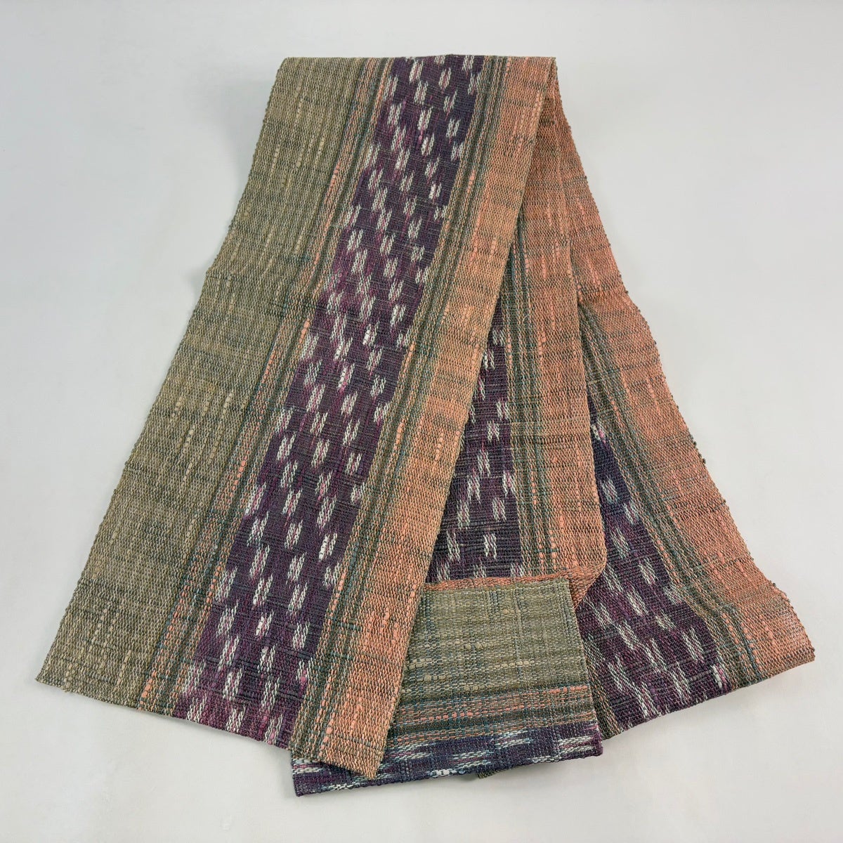 美品】 名古屋帯 秀品 八寸名古屋帯 松葉仕立て 夏帯 幾何学 紫 正絹