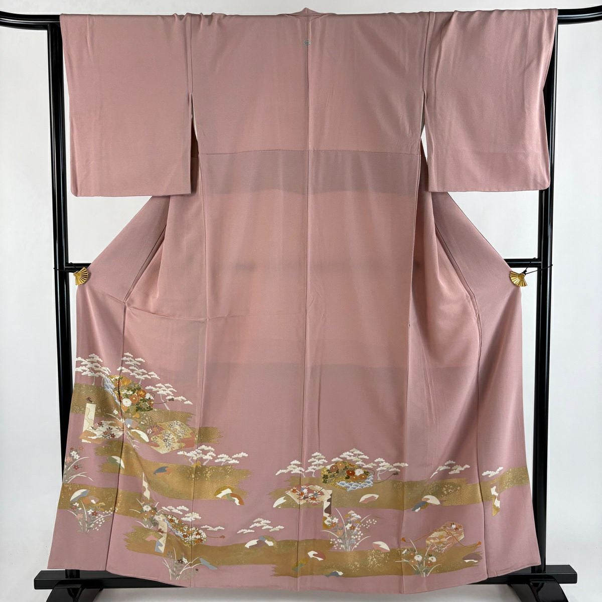 色留袖 身丈162.5cm 裄丈66cm M 袷 鬘帯 桜 金糸 金彩 薄小豆 正絹 秀