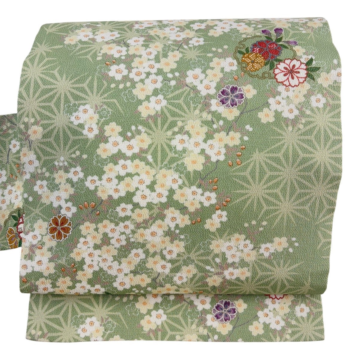 名古屋帯 名品 桜 雪輪 ぼかし 紫 正絹｜中古・古着・リサイクル着物