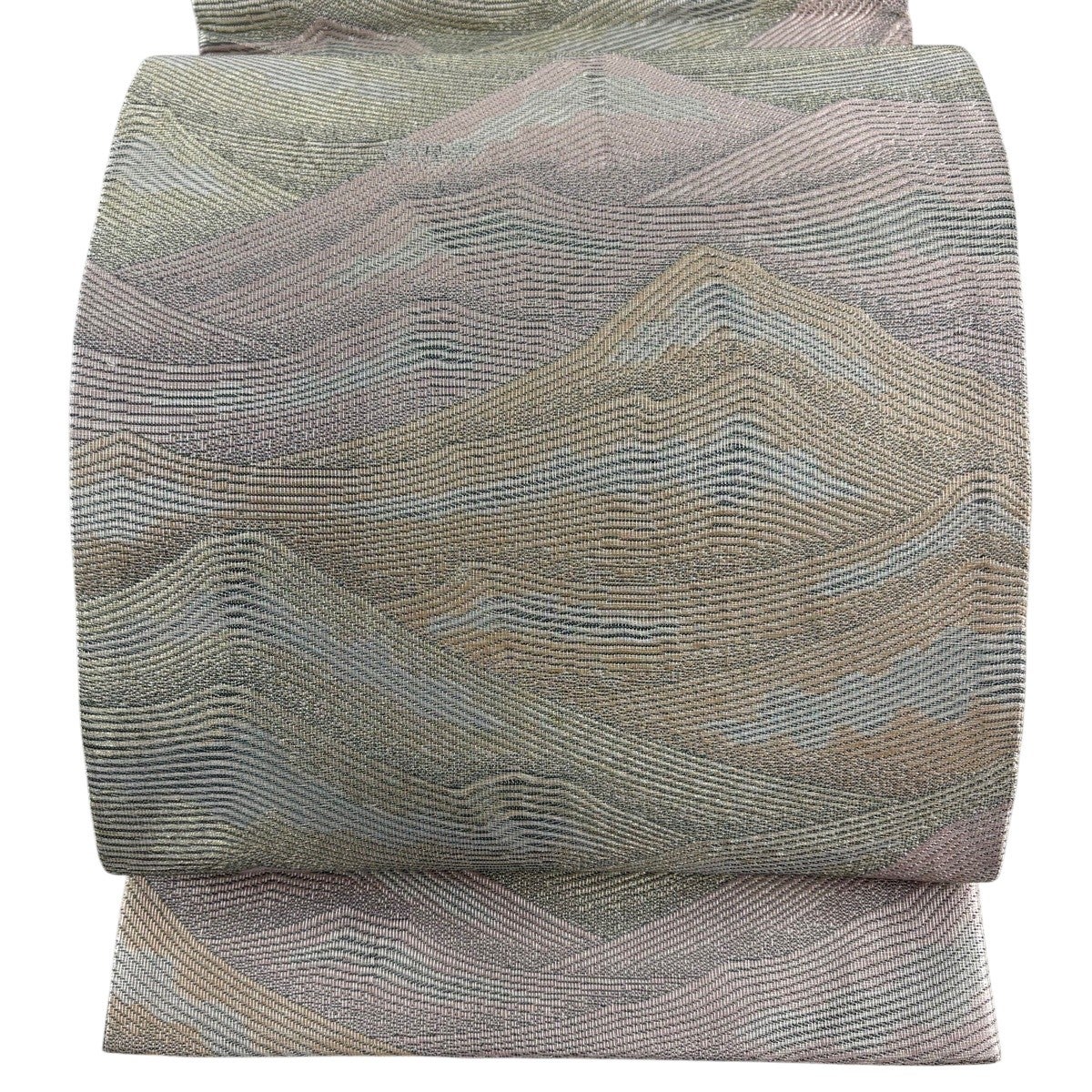美品】 袋帯 秀品 松尾光琳 落款あり 岩波文様 金銀糸 クリーム 全通