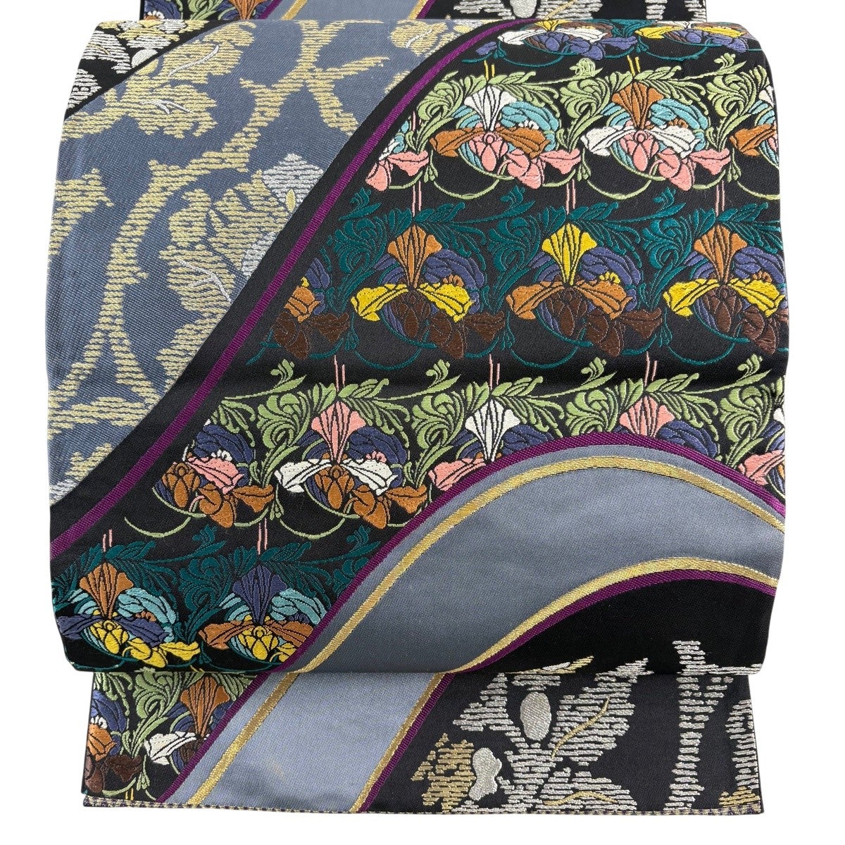 美品】 付下げ 身丈157.5cm 裄丈64.5cm M 袷 草花 刺繍 銀彩 ピンク