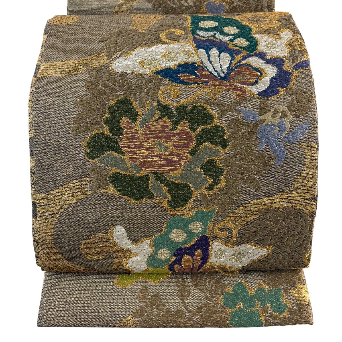 袋帯 秀品 花 蝶 金糸 箔 黒 六通 正絹｜中古・古着・リサイクル着物