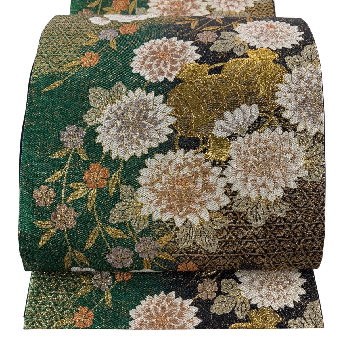 六通 箔 袋帯 唐織 美品 秀品 草花 正絹 蝶 正絹｜中古・古着 花唐草