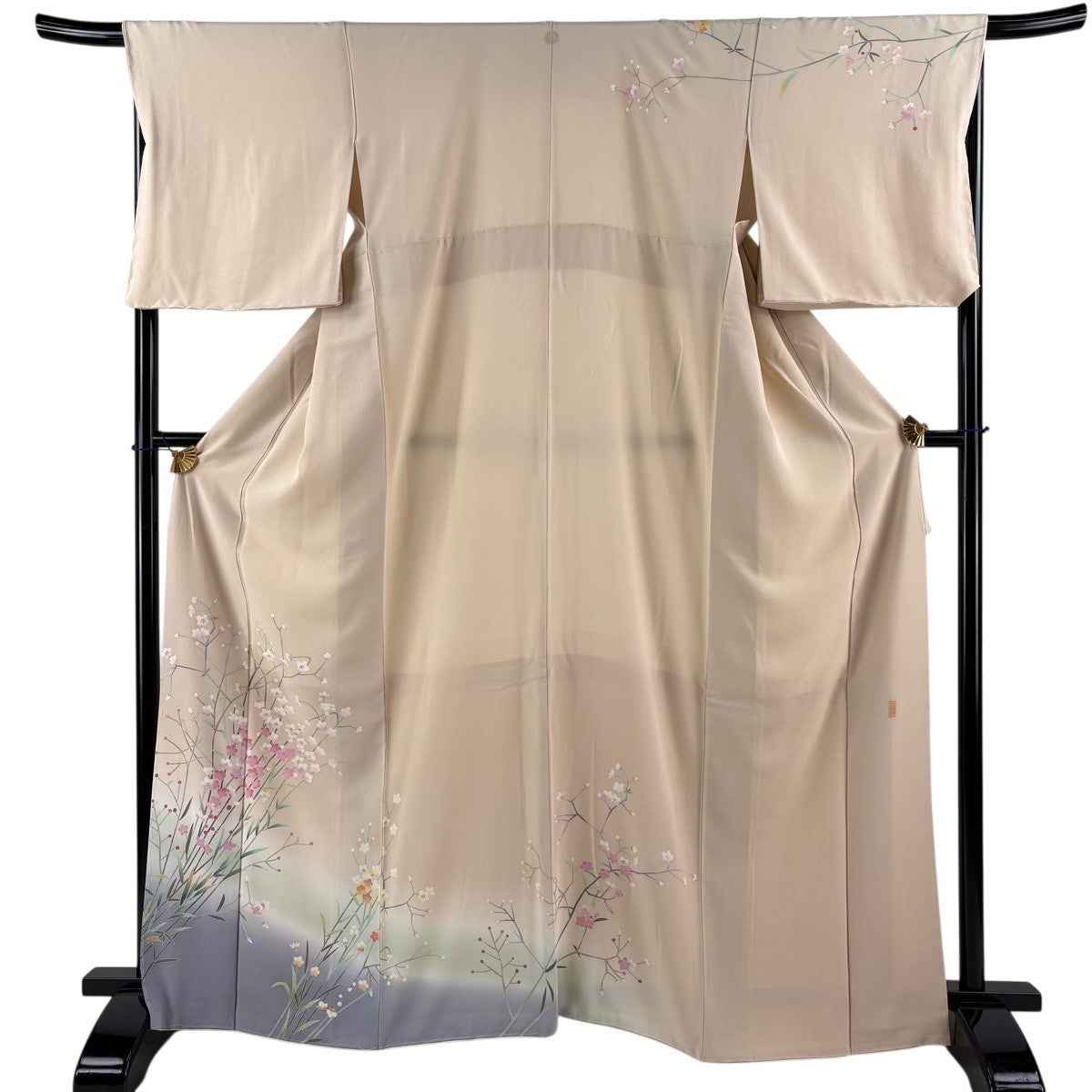 ★専用★訪問着 単衣 一斤染色 梅輪 アゲハ蝶 身丈161cm 裄丈65cm 訪問着 身丈162cm 裄丈68cm L 袷 お仕覆 菊 刺繍 金彩 灰