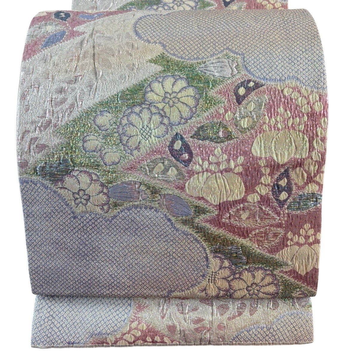 袋帯 秀品 大脇一心 落款あり 辻が花柄 箔 金茶 六通 正絹｜中古・古着