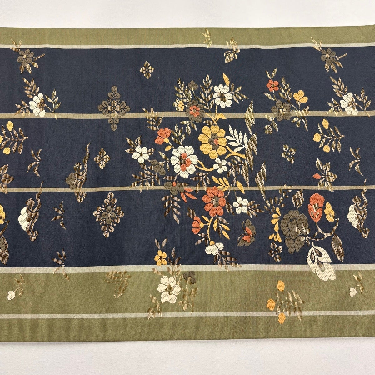 【りお】正絹　袋帯　豪華刺繍　花菱 美品】 袋帯 秀品 草花 花菱 刺繍 箔 灰紫 六通 正絹｜中古・古着