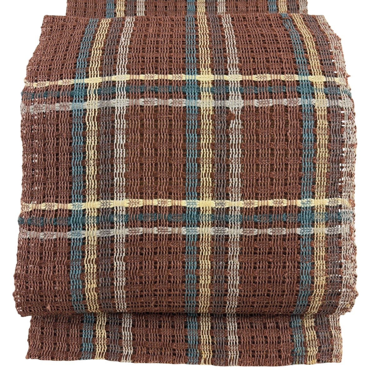 美品】 名古屋帯 秀品 夏帯 羅織 トンネル仕立て 八寸名古屋帯 幾何学