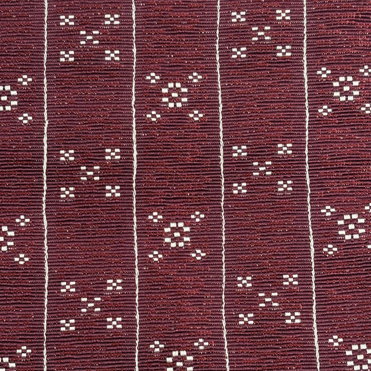 50%OFF 【美品】半幅帯 優品 縞 幾何学模様 えんじ色 化繊 K50｜中古