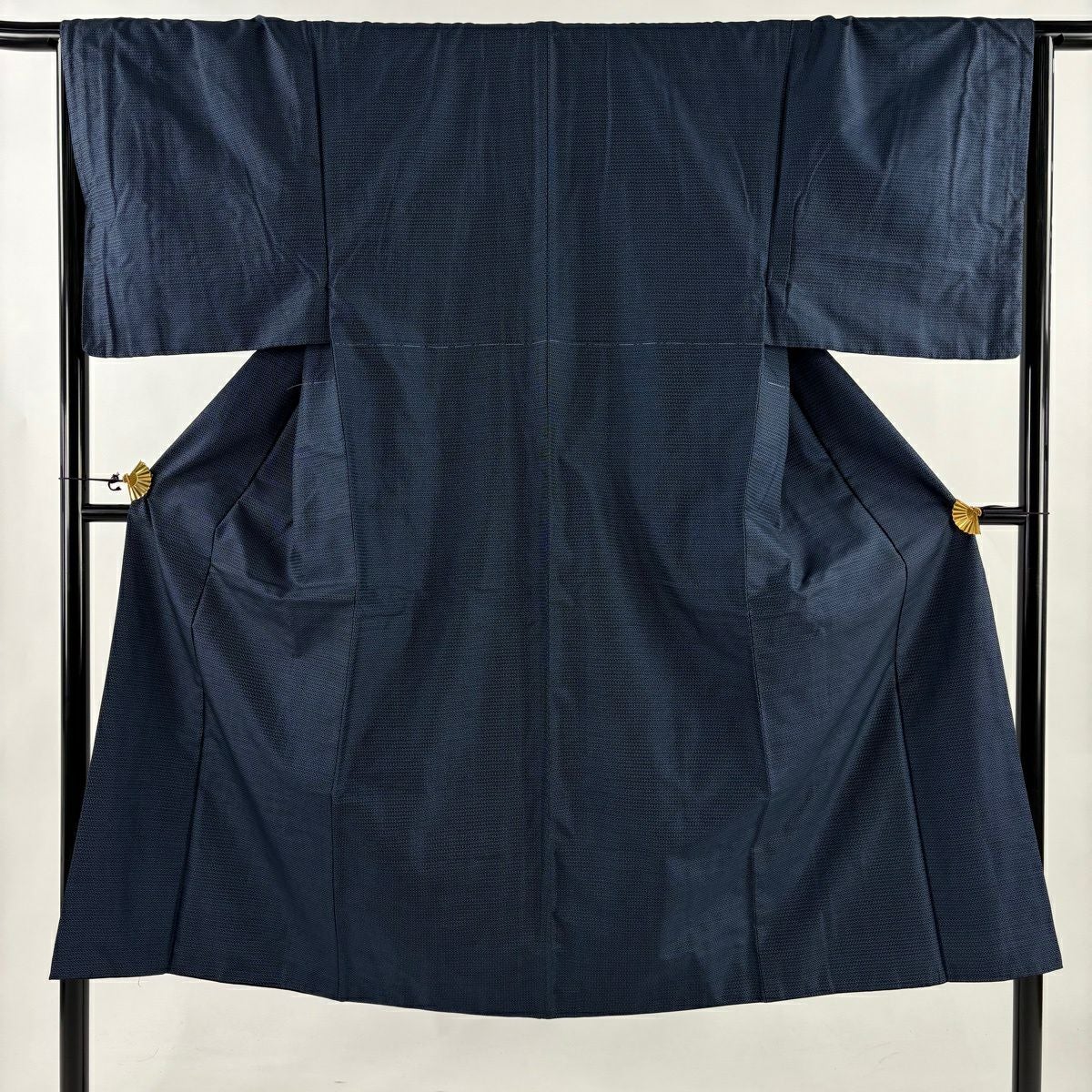 男着物 身丈140cm 裄丈67.5cm S 袷 アンサンブル 紬 亀甲絣 紺色 正絹