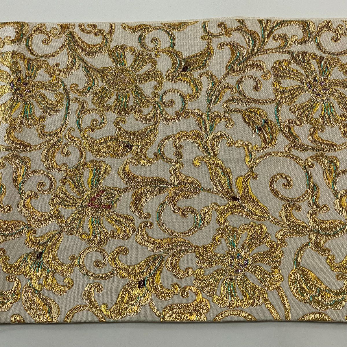 袋帯 逸品 龍村平蔵 落款あり 国宝華篭文 関西仕立て 花唐草 金糸 箔