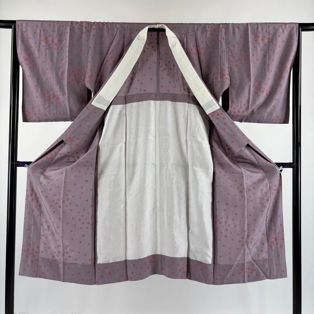 50%OFF 【美品】 長襦袢 身丈126.5cm 裄丈64.5cm M 桜 紫 正絹 秀品