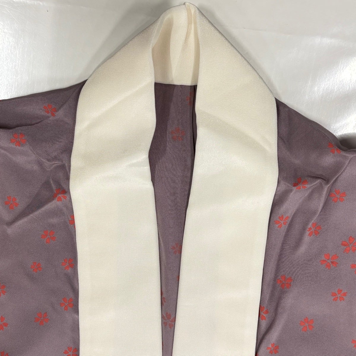 50%OFF 【美品】 長襦袢 身丈126.5cm 裄丈64.5cm M 桜 紫 正絹 秀品